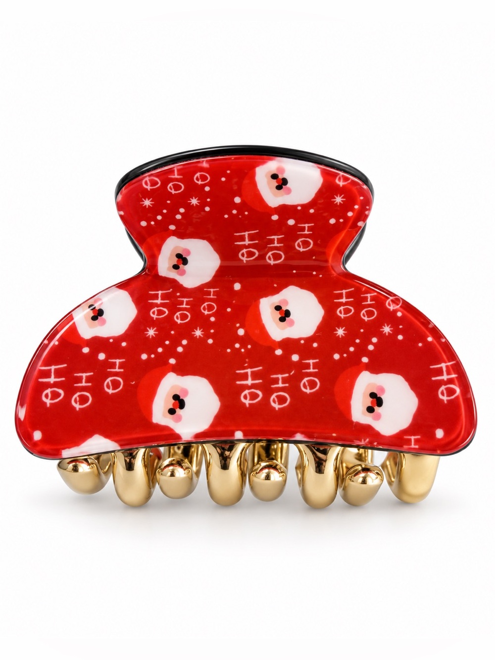 Red Santa Claus Ho Ho Ho Mini 1.5" Christmas Lobster Claw Hair Clip Snowflake